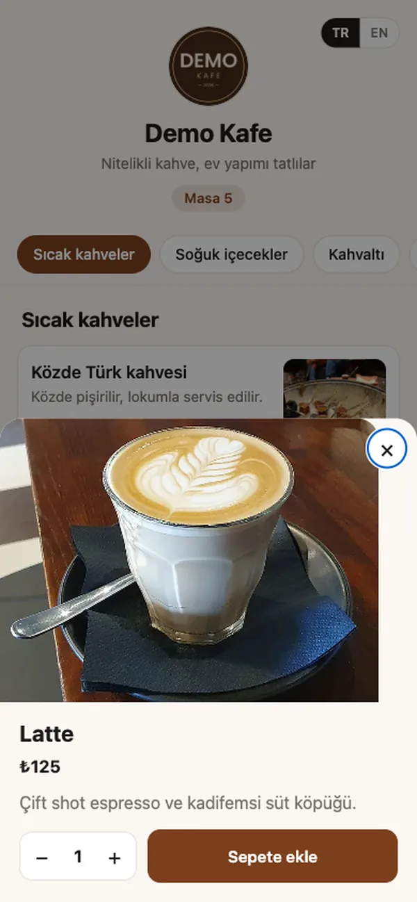 Ürün detayı ve sepete ekleme ekranı